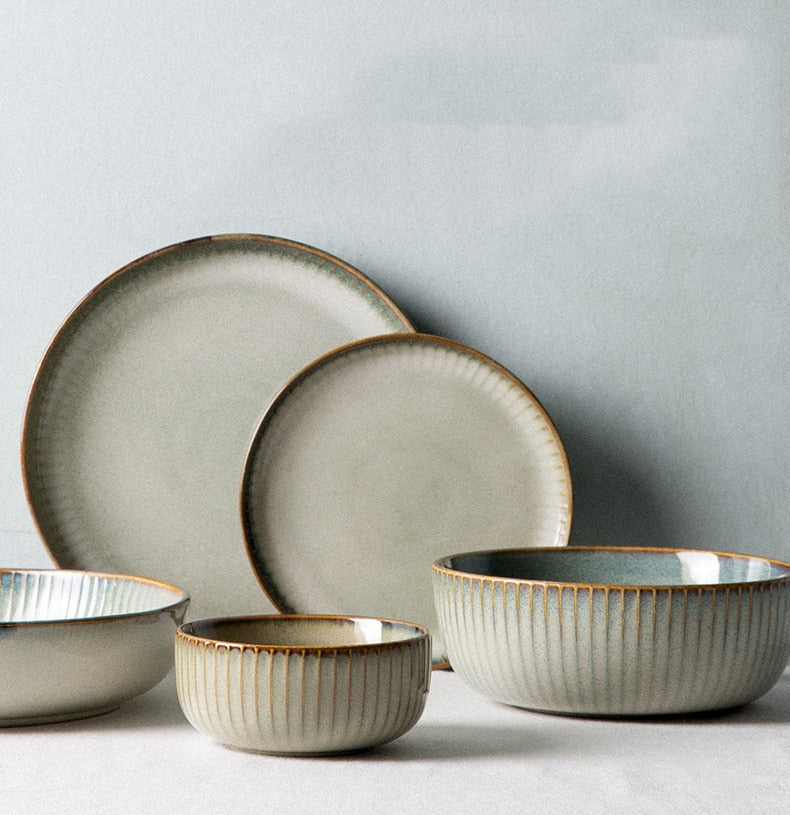 Retro Round Ceramic Dishes And Plates