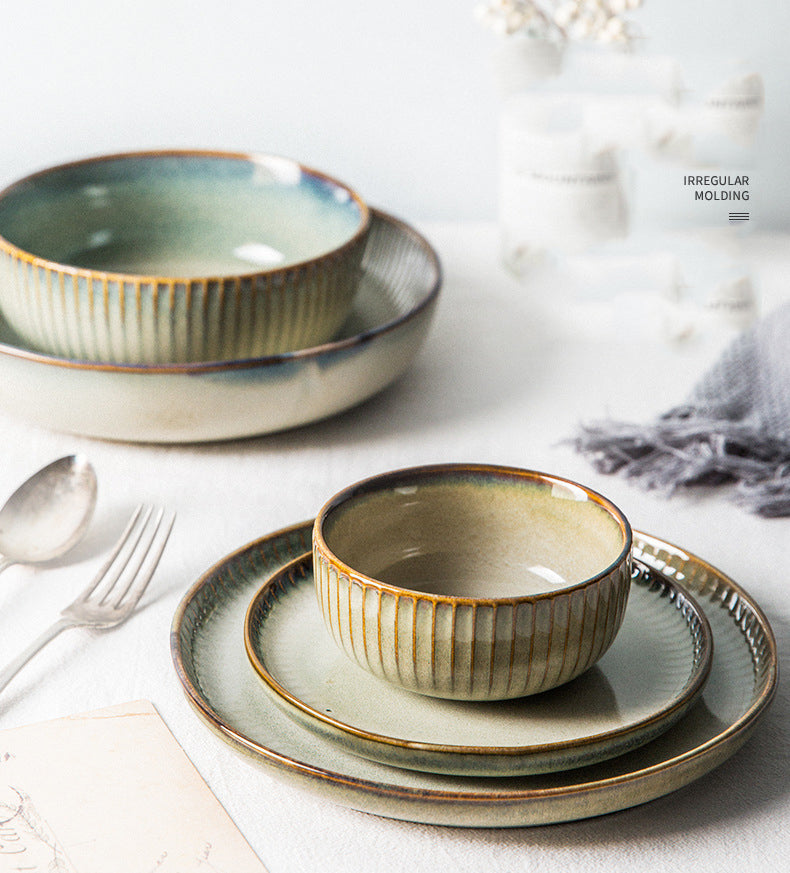 Retro Round Ceramic Dishes And Plates